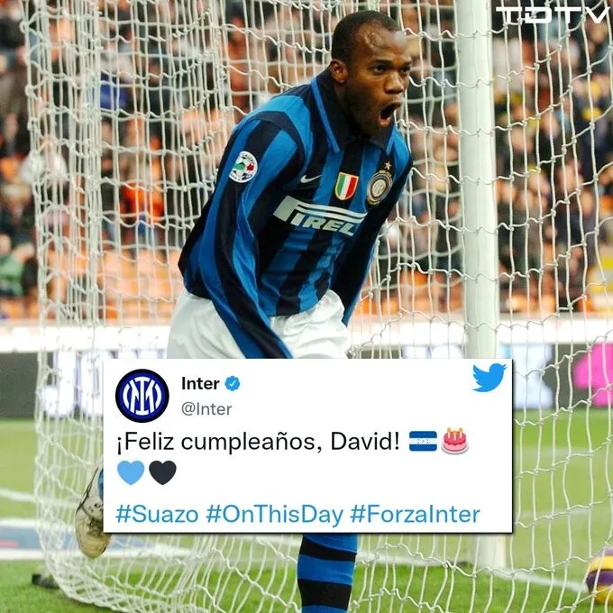 Inter de Milán no se olvida de David Suazo y lo felicita en su cumpleaños 1